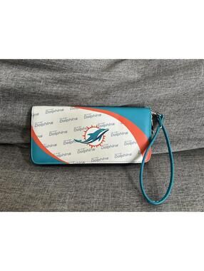 NFL Curve Miami Dolphins Zip Around Wristlet Wallet by Littlearth Little Earth